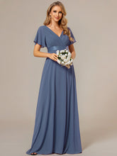 Load image into Gallery viewer, Simple Empire Waist Flowing Sleeves Evening Dress #Dusty Blue