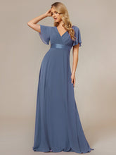 Load image into Gallery viewer, Simple Empire Waist Flowing Sleeves Evening Dress #Dusty Blue