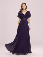 Load image into Gallery viewer, Color=DP | Glamorous Double V-Neck Ruffles Padded Plus Size Evening Dresses EP09890 40