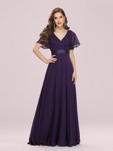 Load image into Gallery viewer, Color=DP | Glamorous Double V-Neck Ruffles Padded Plus Size Evening Dresses EP09890 36