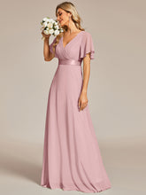 Load image into Gallery viewer, Simple Empire Waist Flowing Sleeves Evening Dress #Dusty Rose