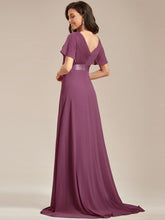 Load image into Gallery viewer, Simple Empire Waist Flowing Sleeves Evening Dress #Damson