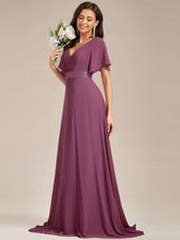 Load image into Gallery viewer, Simple Empire Waist Flowing Sleeves Evening Dress #Damson