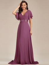 Load image into Gallery viewer, Simple Empire Waist Flowing Sleeves Evening Dress #Damson
