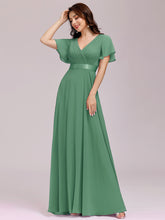 Load image into Gallery viewer, Color=GB | Glamorous Double V-Neck Ruffles Padded Plus Size Evening Dresses EP09890 45