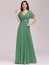 Load image into Gallery viewer, Color=GB | Glamorous Double V-Neck Ruffles Padded Plus Size Evening Dresses EP09890 41