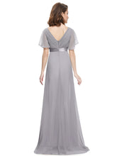 Load image into Gallery viewer, Color=GY | Glamorous Double V-Neck Ruffles Padded Plus Size Evening Dresses EP09890 48