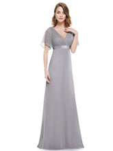 Load image into Gallery viewer, Color=GY | Glamorous Double V-Neck Ruffles Padded Plus Size Evening Dresses EP09890 49