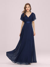 Load image into Gallery viewer, Simple Empire Waist Flowing Sleeves Evening Dress #Navy Blue