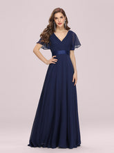 Load image into Gallery viewer, Simple Empire Waist Flowing Sleeves Evening Dress #Navy Blue