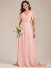 Load image into Gallery viewer, Color=PK | Glamorous Double V-Neck Ruffles Padded Plus Size Evening Dresses EP09890 62