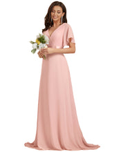 Load image into Gallery viewer, Color=PK | Glamorous Double V-Neck Ruffles Padded Plus Size Evening Dresses EP09890 63