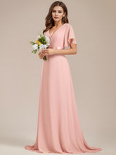 Load image into Gallery viewer, Color=PK | Glamorous Double V-Neck Ruffles Padded Plus Size Evening Dresses EP09890 64
