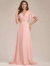 Load image into Gallery viewer, Color=PK | Glamorous Double V-Neck Ruffles Padded Plus Size Evening Dresses EP09890 65