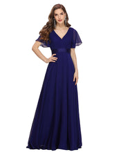 Load image into Gallery viewer, Color=RB | Glamorous Double V-Neck Ruffles Padded Plus Size Evening Dresses EP09890 67