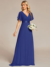 Load image into Gallery viewer, Simple Empire Waist Flowing Sleeves Evening Dress #Sapphire Blue