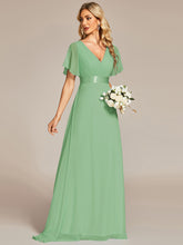 Load image into Gallery viewer, Simple Empire Waist Flowing Sleeves Evening Dress #Sage Green