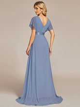 Load image into Gallery viewer, Simple Empire Waist Flowing Sleeves Evening Dress #Slate Blue