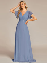Load image into Gallery viewer, Simple Empire Waist Flowing Sleeves Evening Dress #Slate Blue