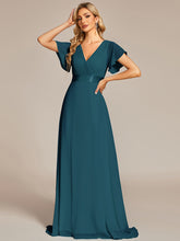 Load image into Gallery viewer, Color=TE | Glamorous Double V-Neck Ruffles Padded Plus Size Evening Dresses EP09890 80