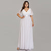 Load image into Gallery viewer, Color=WH | Glamorous Double V-Neck Ruffles Padded Plus Size Evening Dresses EP09890 82