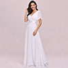 Load image into Gallery viewer, Color=WH | Glamorous Double V-Neck Ruffles Padded Plus Size Evening Dresses EP09890 83