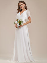 Load image into Gallery viewer, Color=WH | Glamorous Double V-Neck Ruffles Padded Plus Size Evening Dresses EP09890 85