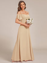 Load image into Gallery viewer, Wholesale High Split Chiffon Bridesmaid Dress With Spaghetti Straps