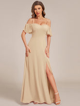 Load image into Gallery viewer, Wholesale High Split Chiffon Bridesmaid Dress With Spaghetti Straps