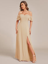 Load image into Gallery viewer, Wholesale High Split Chiffon Bridesmaid Dress With Spaghetti Straps
