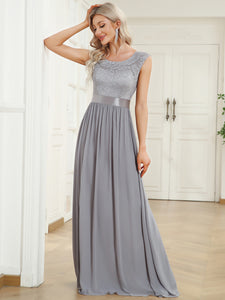 Wholesale V Back Belted Lace & Chiffon Bridesmaid Dresses