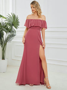 Women's Plus Size Ruffle Thigh Split Wholesale Bridesmaid Dresses