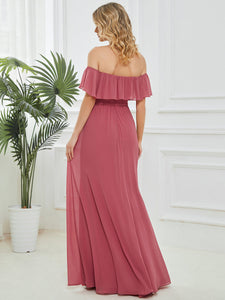 Women's Plus Size Ruffle Thigh Split Wholesale Bridesmaid Dresses