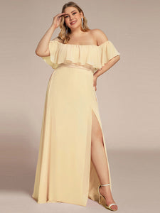 Color=Yellow | womens-a-line-off-shoulder-ruffle-thigh-split-bridesmaid-dresses-es00969-2-Yellow 124