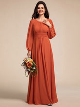 Load image into Gallery viewer, Round Neck Wholesale Bridesmaid Dresses with Long Lantern Sleeves ES0106b