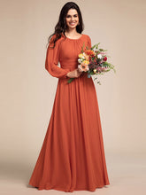 Load image into Gallery viewer, Round Neck Wholesale Bridesmaid Dresses with Long Lantern Sleeves ES0106b