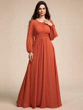 Load image into Gallery viewer, Round Neck Wholesale Bridesmaid Dresses with Long Lantern Sleeves ES0106b