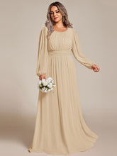 Load image into Gallery viewer, Plus Size Round Neck Wholesale Bridesmaid Dresses with Long Lantern Sleeves