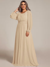 Load image into Gallery viewer, Plus Size Round Neck Wholesale Bridesmaid Dresses with Long Lantern Sleeves