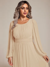 Load image into Gallery viewer, Plus Size Round Neck Wholesale Bridesmaid Dresses with Long Lantern Sleeves