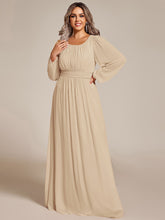 Load image into Gallery viewer, Plus Size Round Neck Wholesale Bridesmaid Dresses with Long Lantern Sleeves