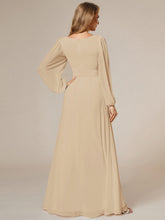 Load image into Gallery viewer, Round Neck Wholesale Bridesmaid Dresses with Long Lantern Sleeves