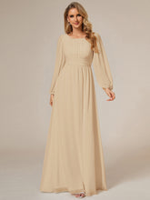 Load image into Gallery viewer, Round Neck Wholesale Bridesmaid Dresses with Long Lantern Sleeves