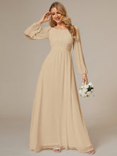 Load image into Gallery viewer, Round Neck Wholesale Bridesmaid Dresses with Long Lantern Sleeves