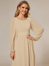 Load image into Gallery viewer, Round Neck Wholesale Bridesmaid Dresses with Long Lantern Sleeves