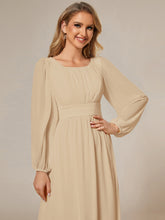 Load image into Gallery viewer, Round Neck Wholesale Bridesmaid Dresses with Long Lantern Sleeves