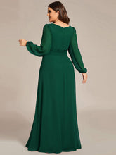 Load image into Gallery viewer, Color=Dark Green | Round Neck Wholesale Bridesmaid Dresses with Long Lantern Sleeves-Dark Green 3