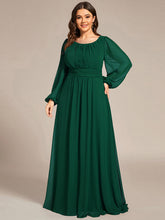 Load image into Gallery viewer, Color=Dark Green | Round Neck Wholesale Bridesmaid Dresses with Long Lantern Sleeves-Dark Green 2