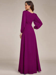 Round Neck Wholesale Bridesmaid Dresses with Long Lantern Sleeves ES0106b