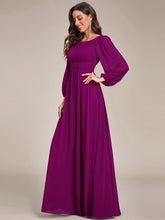 Load image into Gallery viewer, Round Neck Wholesale Bridesmaid Dresses with Long Lantern Sleeves ES0106b